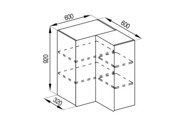 Корпус В 60x60 кут прямий (h-920)