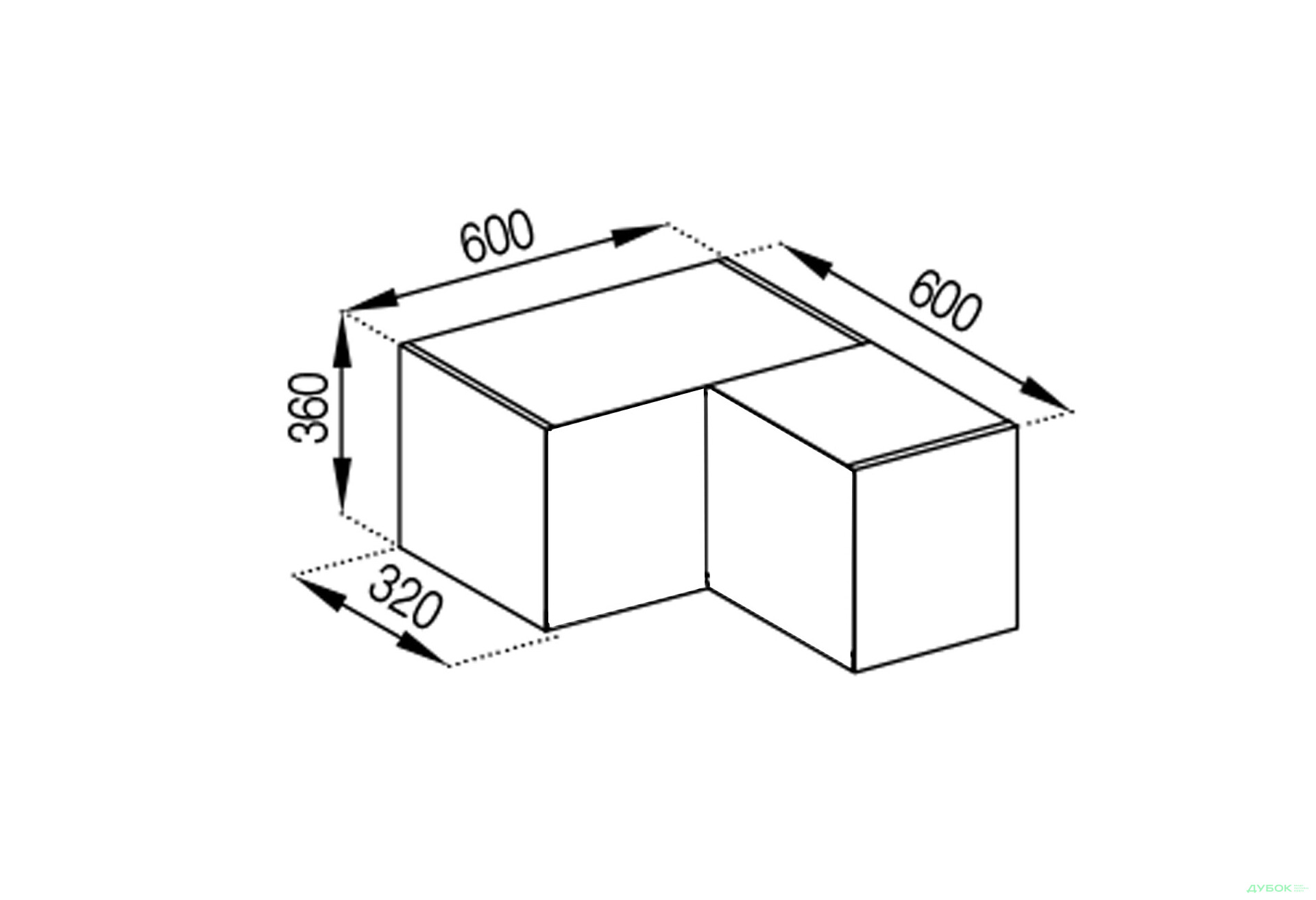 Изображение 1 - Корпус А 60х60 угол прямой (320) Svit Mebliv