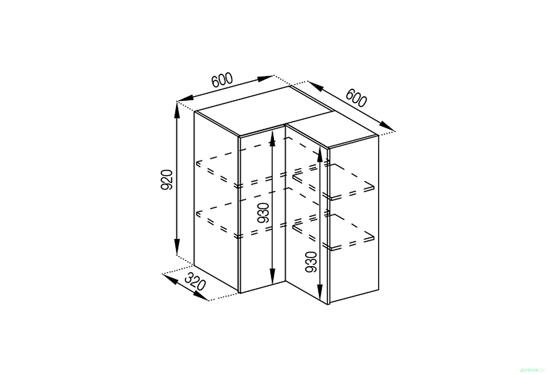 Зображення 1 - В 60x60 кут прямий (h-920) Софі Світ Меблів
