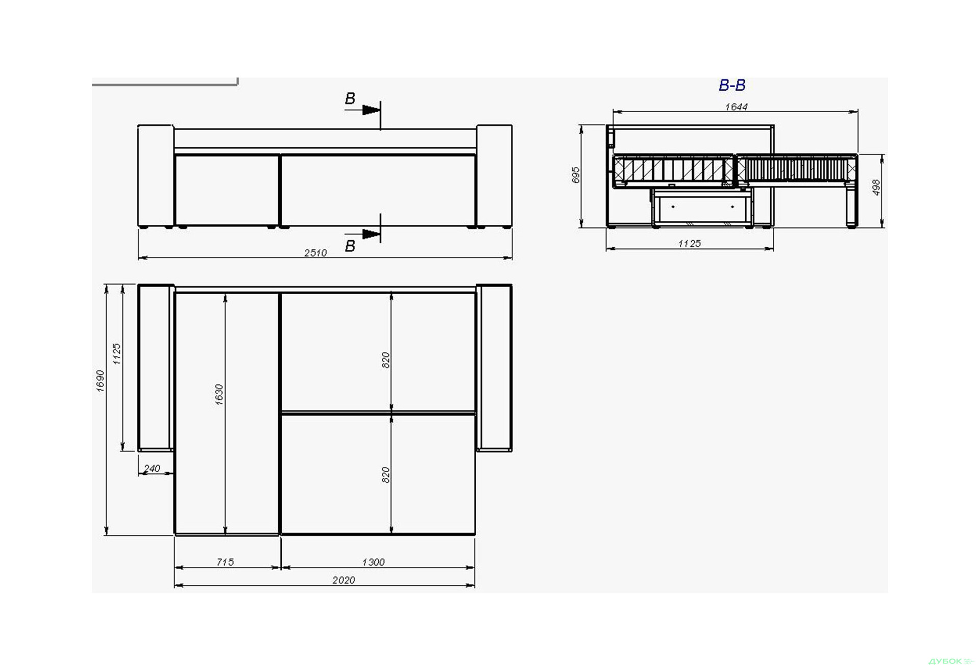Изображение 16 - Мягкий уголок Kredens furniture Фрейм 252х169 см, ткань бежевая
