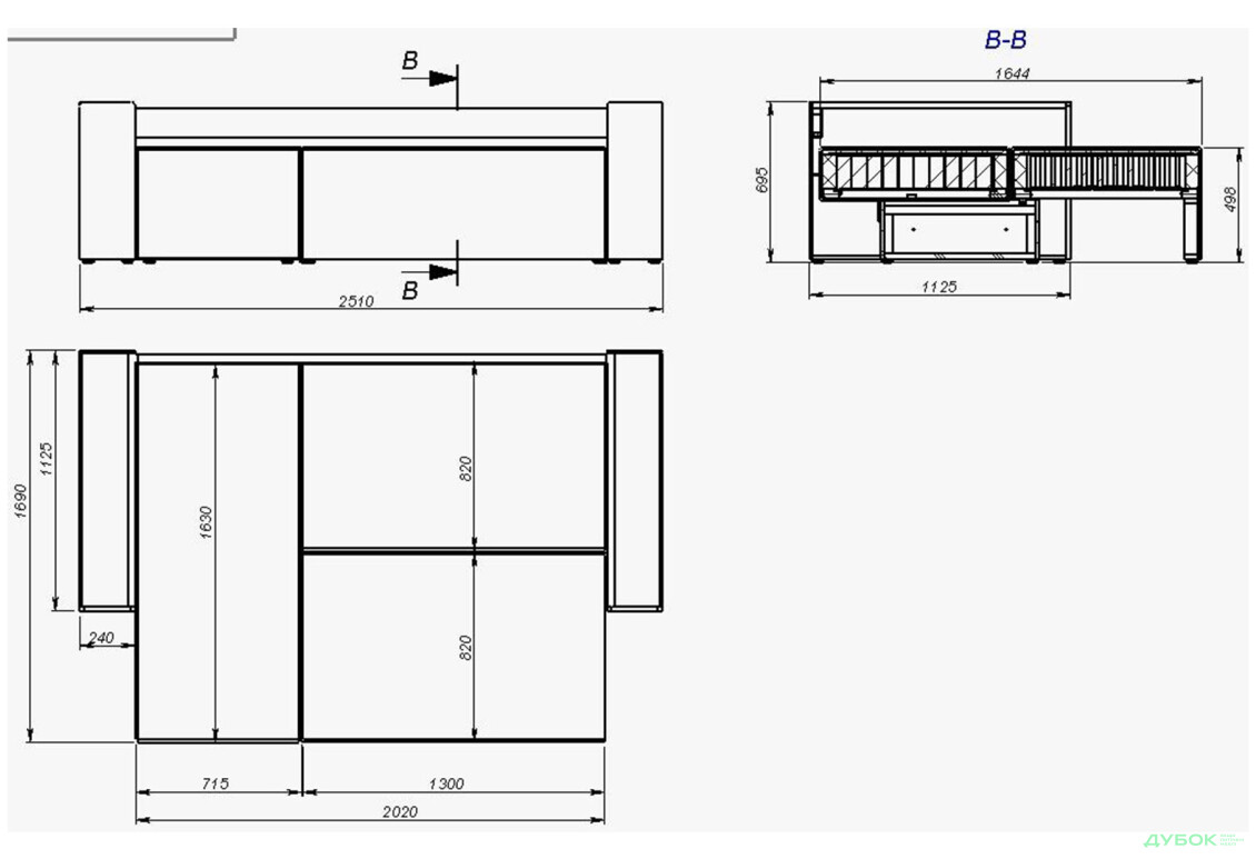 Изображение 16 - Мягкий уголок Kredens furniture Фрейм 252х169 см, ткань бежевая