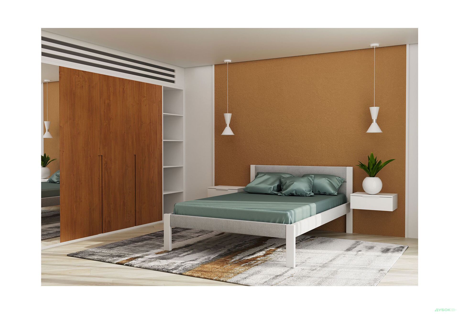 Изображение 6 - Кровать Arbor Drev Лофт 140х200 см сосна / белый, ткань серая Лагуна 42