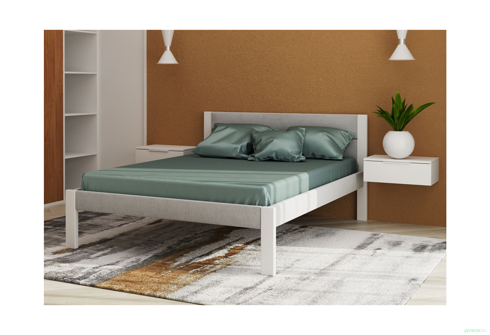 Изображение 2 - Кровать Arbor Drev Лофт 140х200 см сосна / белый, ткань серая Лагуна 42