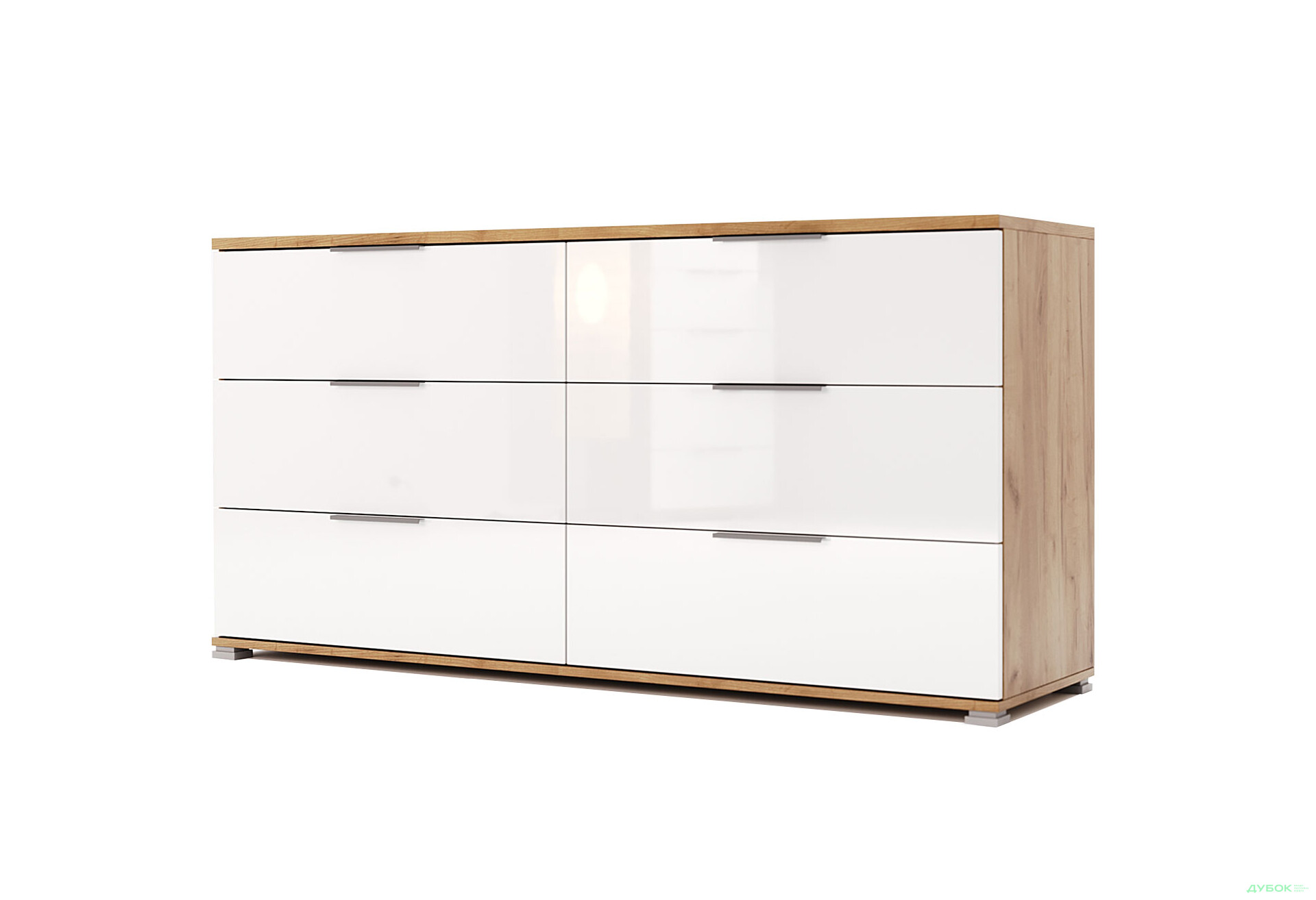 Комод MiroMark Асті з 6 шухлядами 160 см Дуб крафт/Білий - Зображення 1 Зображення 1 - Комод MiroMark Асті з 6 шухлядами 160 см Дуб крафт/Білий