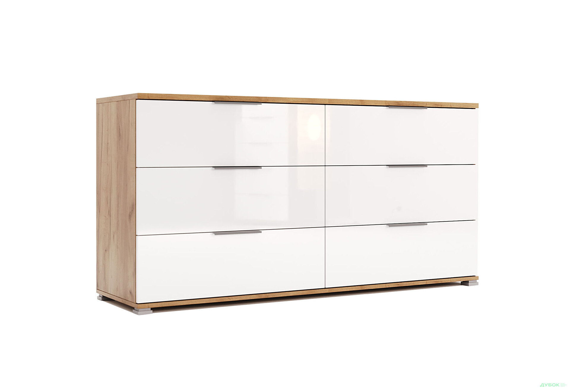 Комод MiroMark Асті з 6 шухлядами 160 см Дуб крафт/Білий - Зображення 3 Зображення 3 - Комод MiroMark Асті з 6 шухлядами 160 см Дуб крафт/Білий