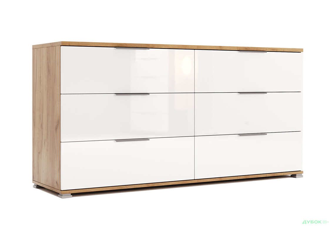 Комод MiroMark Асті з 6 шухлядами 160 см Дуб крафт/Білий - Зображення 3 Зображення 3 - Комод MiroMark Асті з 6 шухлядами 160 см Дуб крафт/Білий