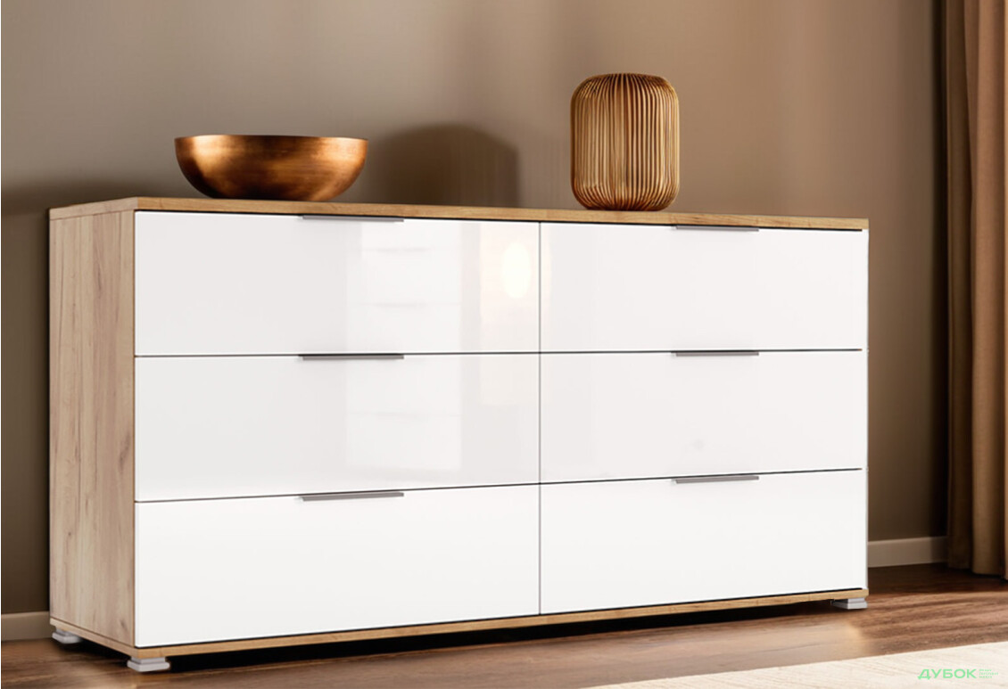 Комод MiroMark Асті з 6 шухлядами 160 см Дуб крафт/Білий - Зображення 2 Зображення 2 - Комод MiroMark Асті з 6 шухлядами 160 см Дуб крафт/Білий