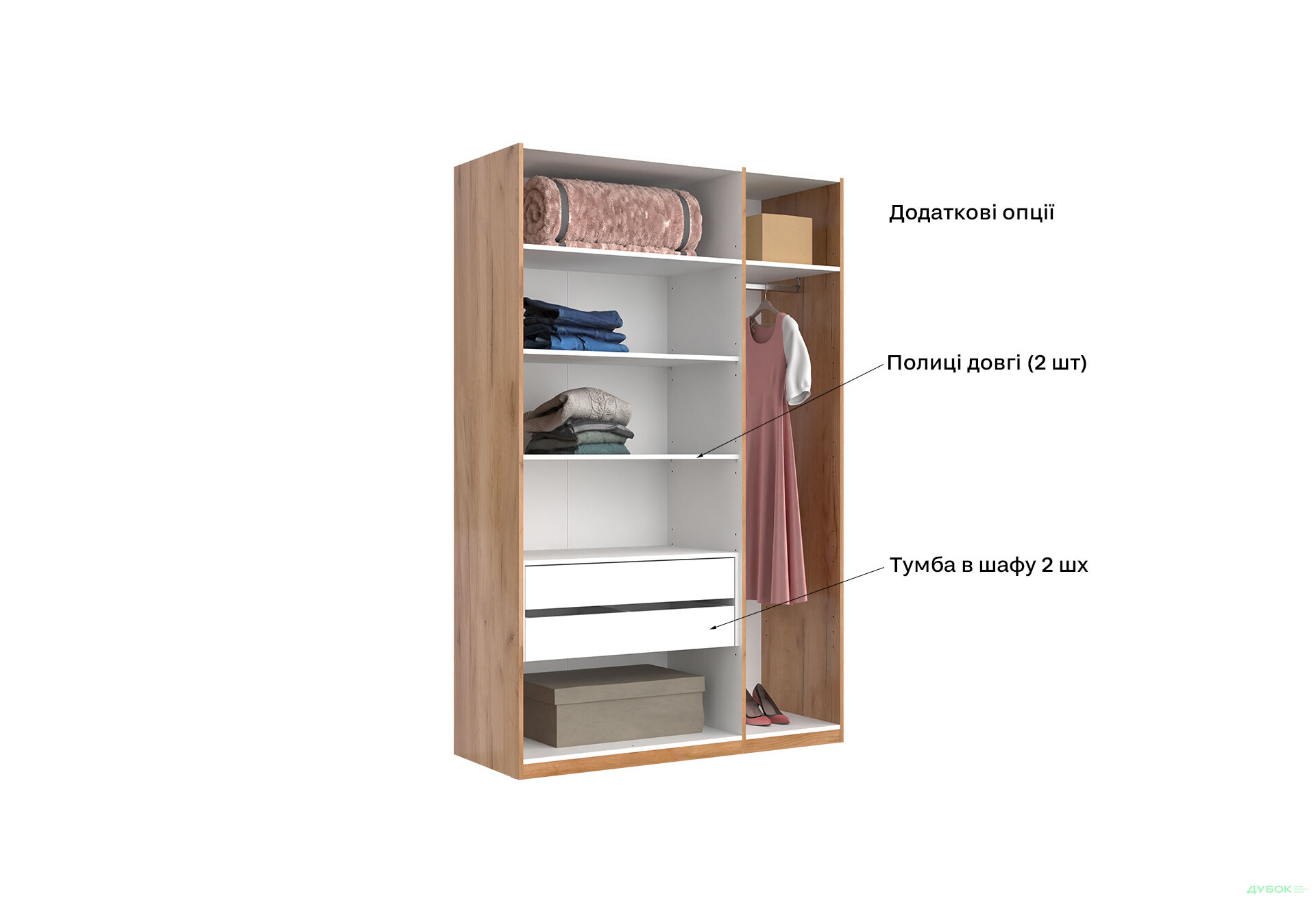 Зображення 11 - Шафа MiroMark Асті 3-дверна з дзеркалом 140 см Дуб крафт/Білий серія Н