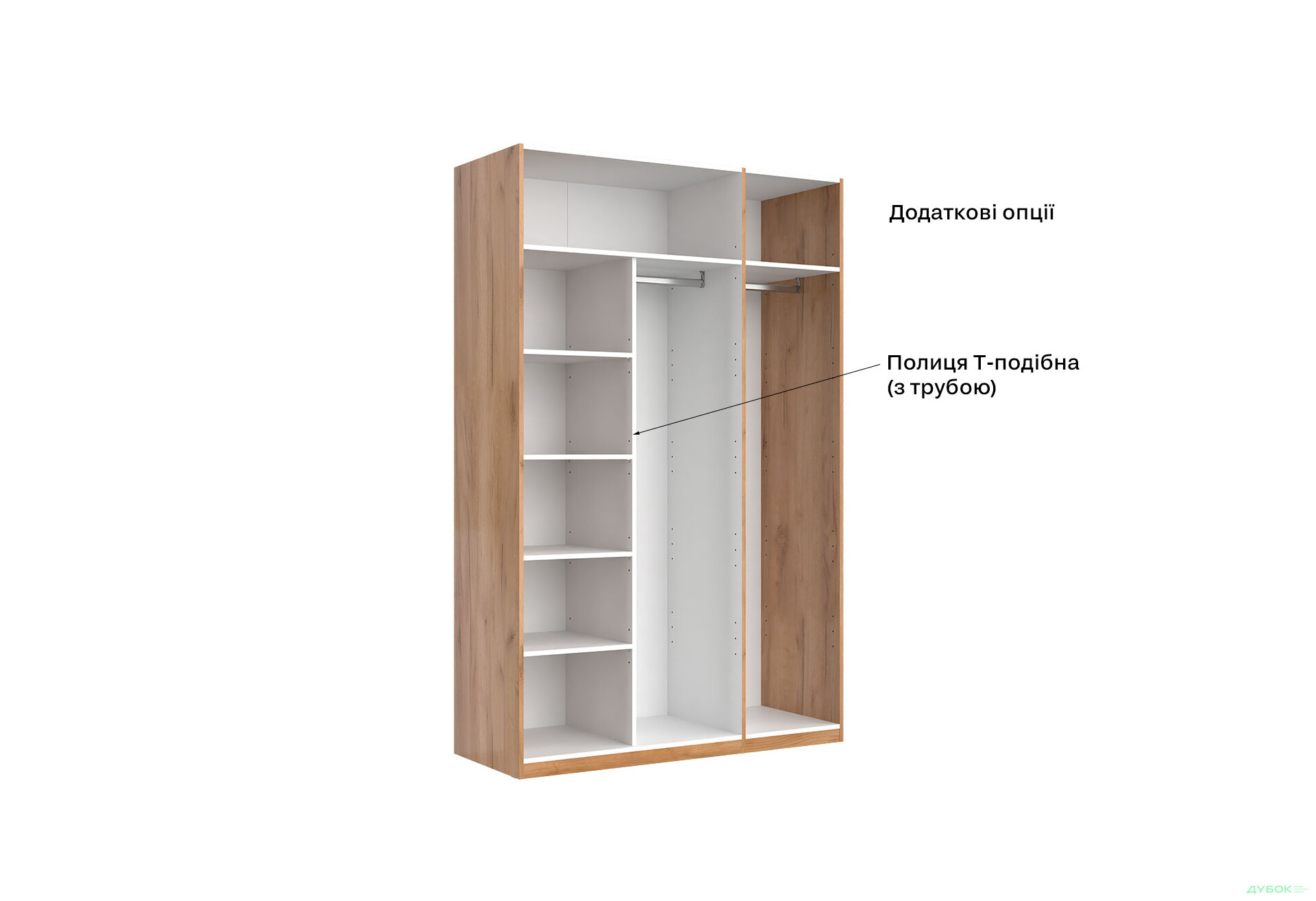 Зображення 17 - Шафа MiroMark Асті 3-дверна з дзеркалом 140 см Дуб крафт/Білий серія Н