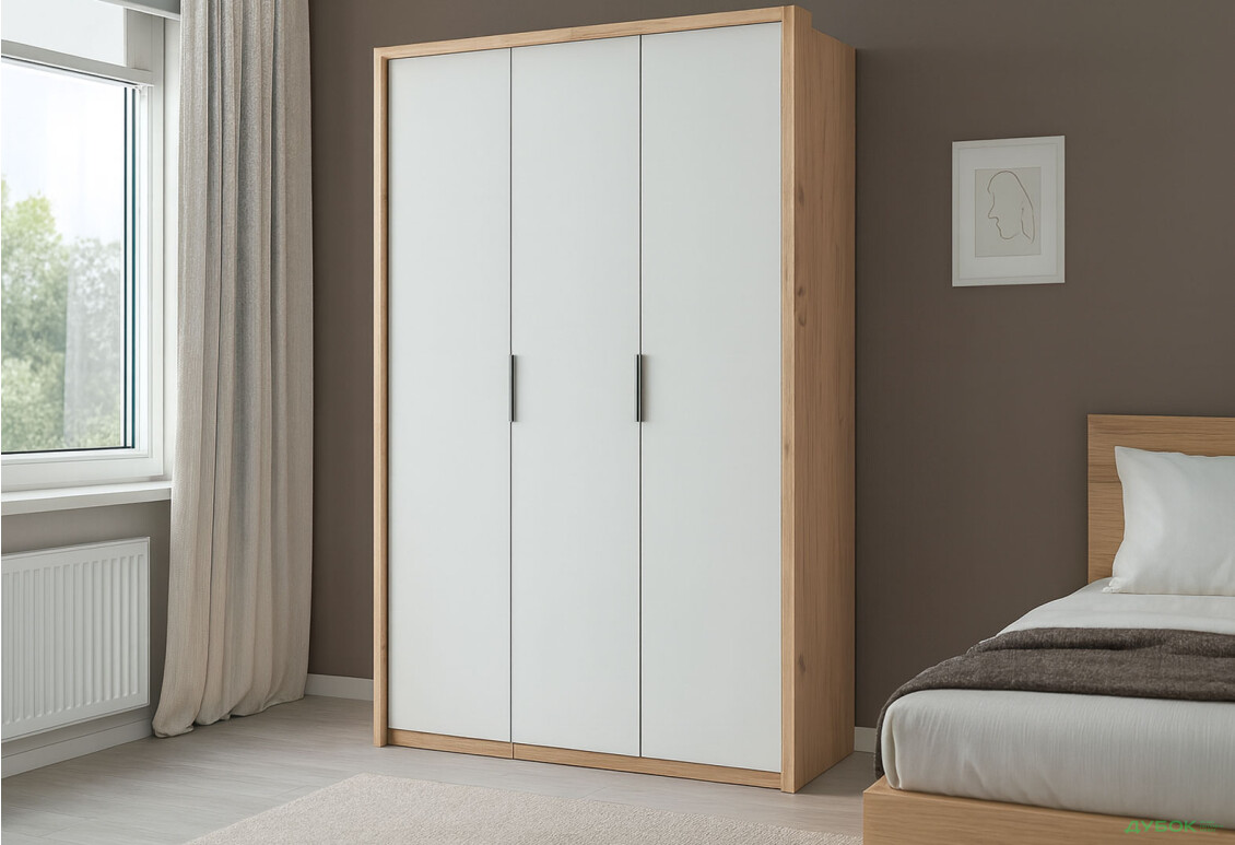 Шкаф МироМарк Асти 3-дверный 140 см Дуб крафт/Белый серия Н - Изображение 2 Изображение 2 - Шкаф МироМарк Асти 3-дверный 140 см Дуб крафт/Белый серия Н