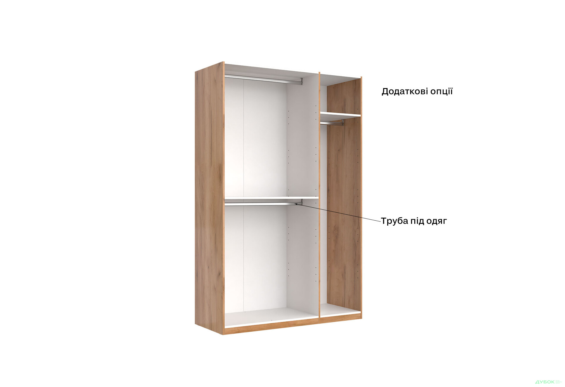 Шкаф МироМарк Асти 3-дверный 140 см Дуб крафт/Белый серия Н - Изображение 7 Изображение 7 - Шкаф МироМарк Асти 3-дверный 140 см Дуб крафт/Белый серия Н