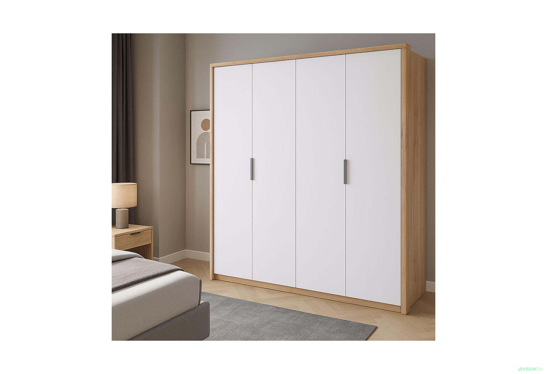 Зображення 3 - Шафа MiroMark Асті 4-дверна 184 см Дуб крафт/Білий серія Н