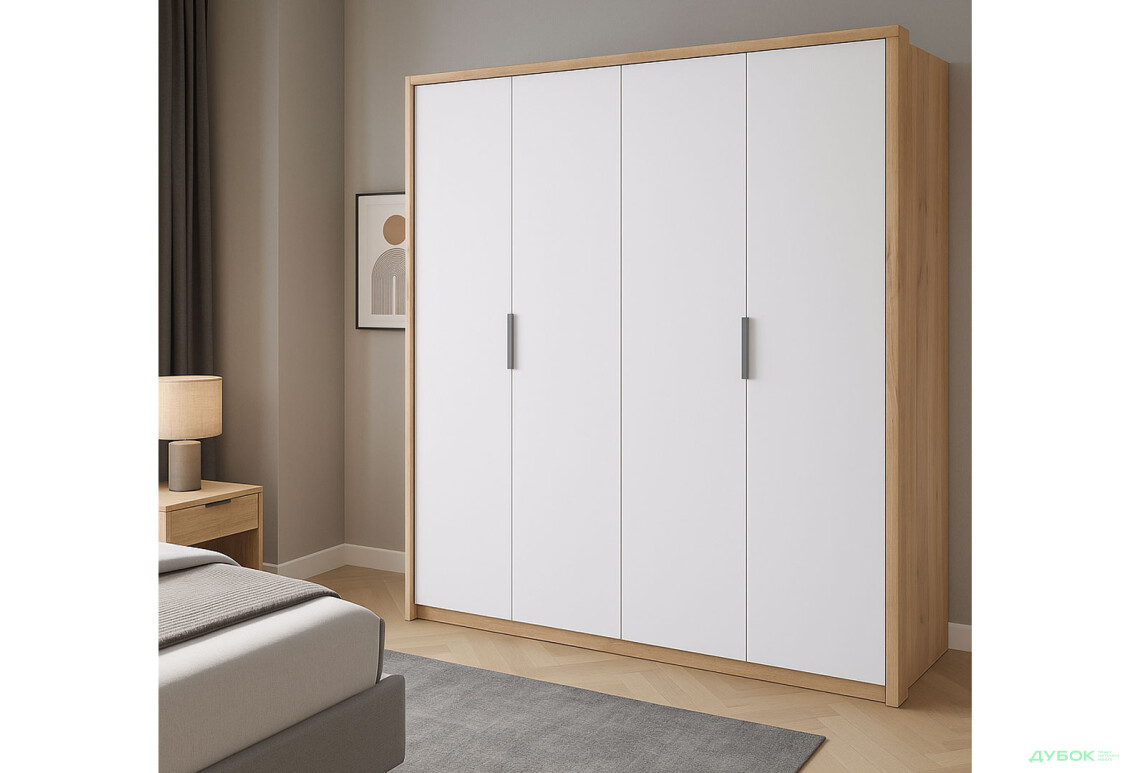 Зображення 3 - Шафа MiroMark Асті 4-дверна 184 см Дуб крафт/Білий серія Н