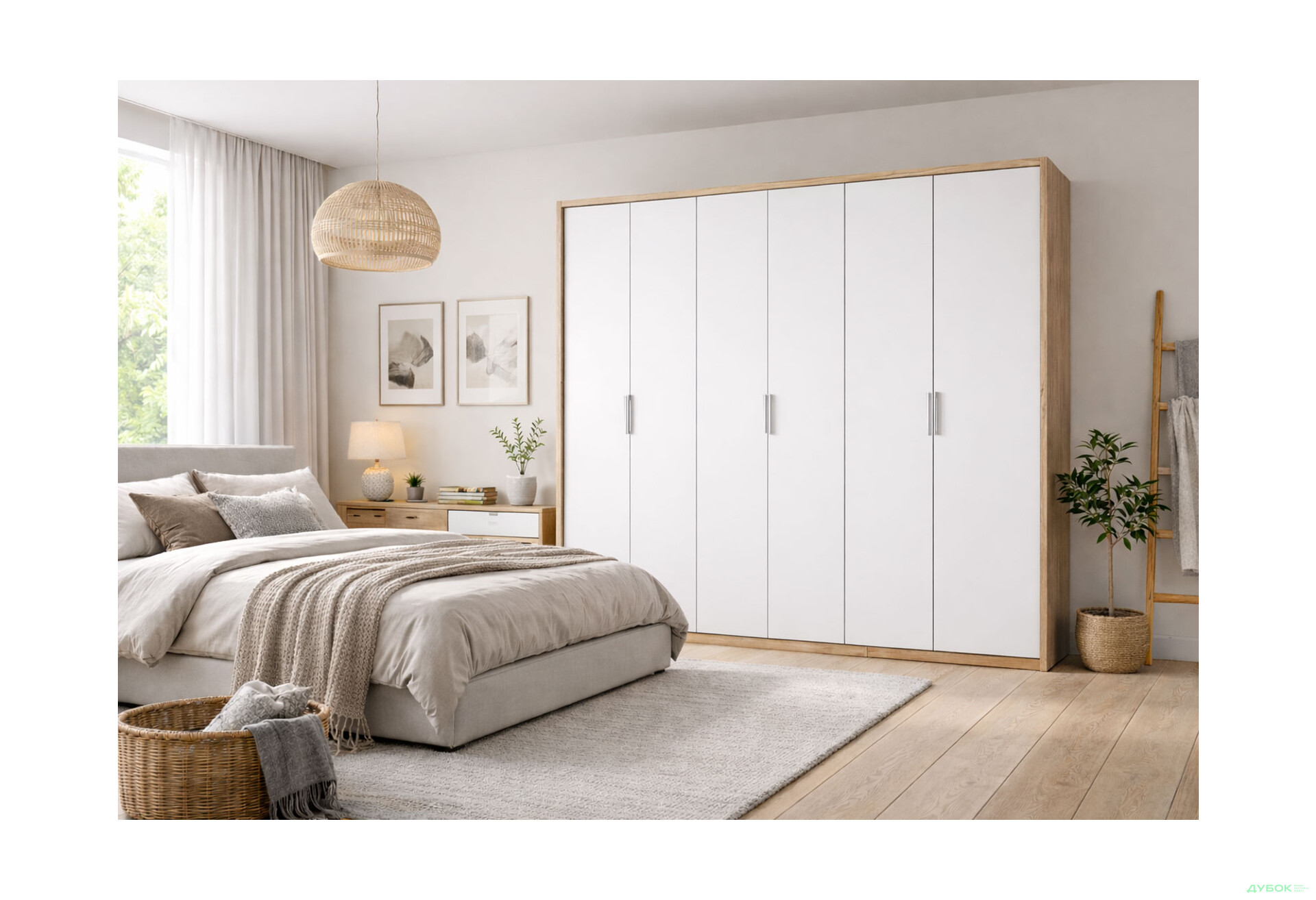 Изображение 2 - Шкаф МироМарк Асти 6-дверный 274 см Дуб крафт/Белый серия Н