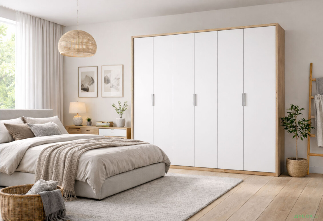 Изображение 2 - Шкаф МироМарк Асти 6-дверный 274 см Дуб крафт/Белый серия Н