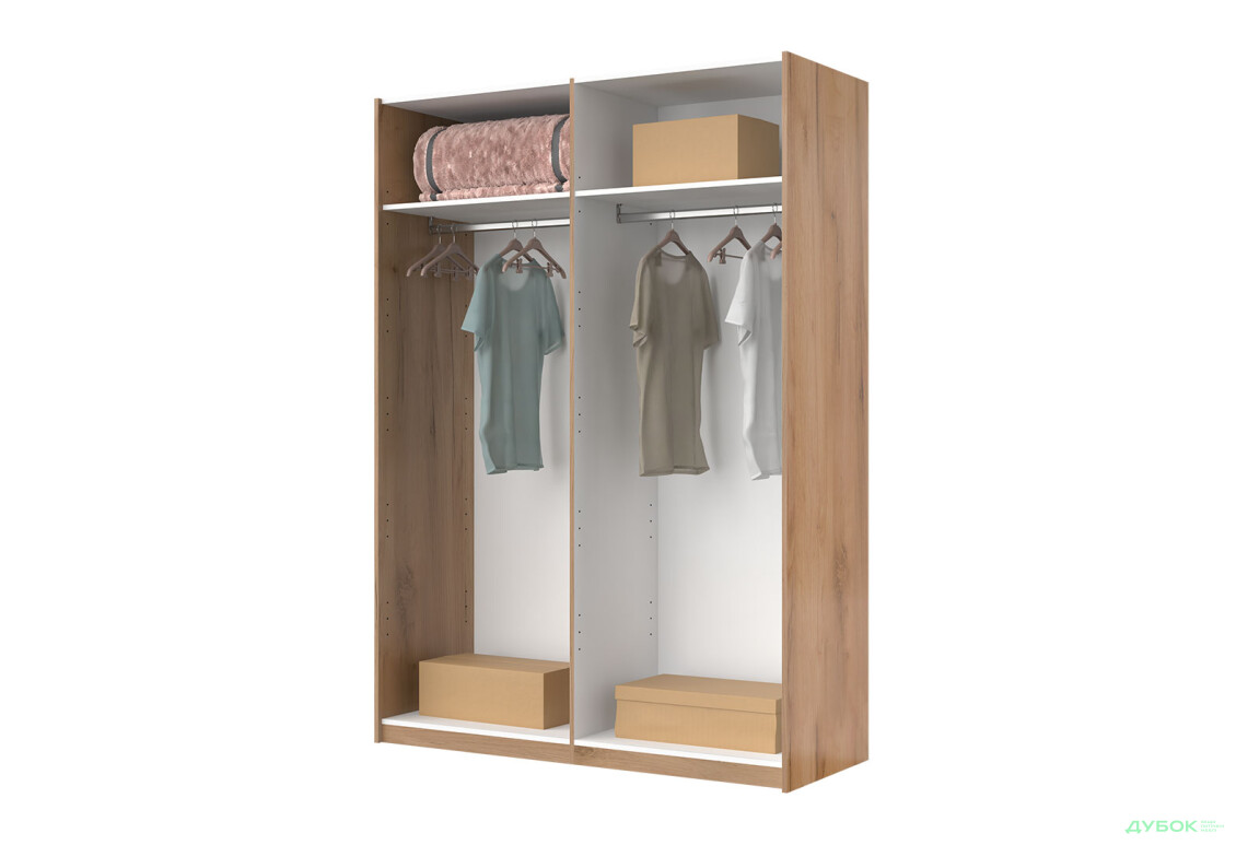 Зображення 4 - Шафа-купе MiroMark Асті 2-дверна 150х210 см фасади Дуб крафт/Білий серія Н