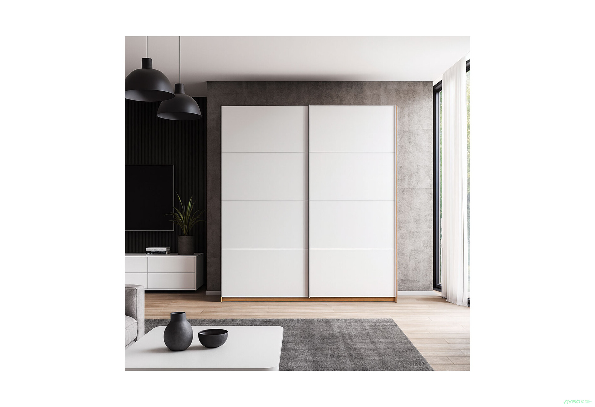 Изображение 2 - Шкаф-купе МироМарк Асти 2-дверный 200х210 см Дуб крафт/Глянец Белый серия Н