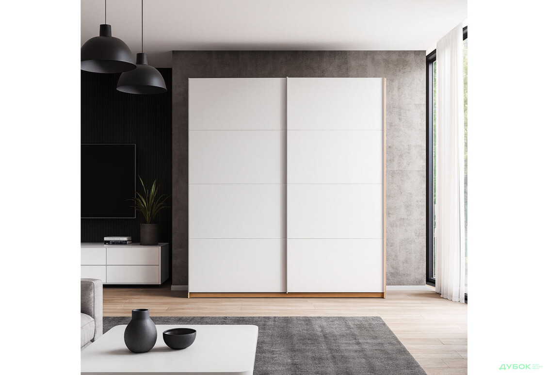 Изображение 2 - Шкаф-купе МироМарк Асти 2-дверный 200х210 см Дуб крафт/Глянец Белый серия Н