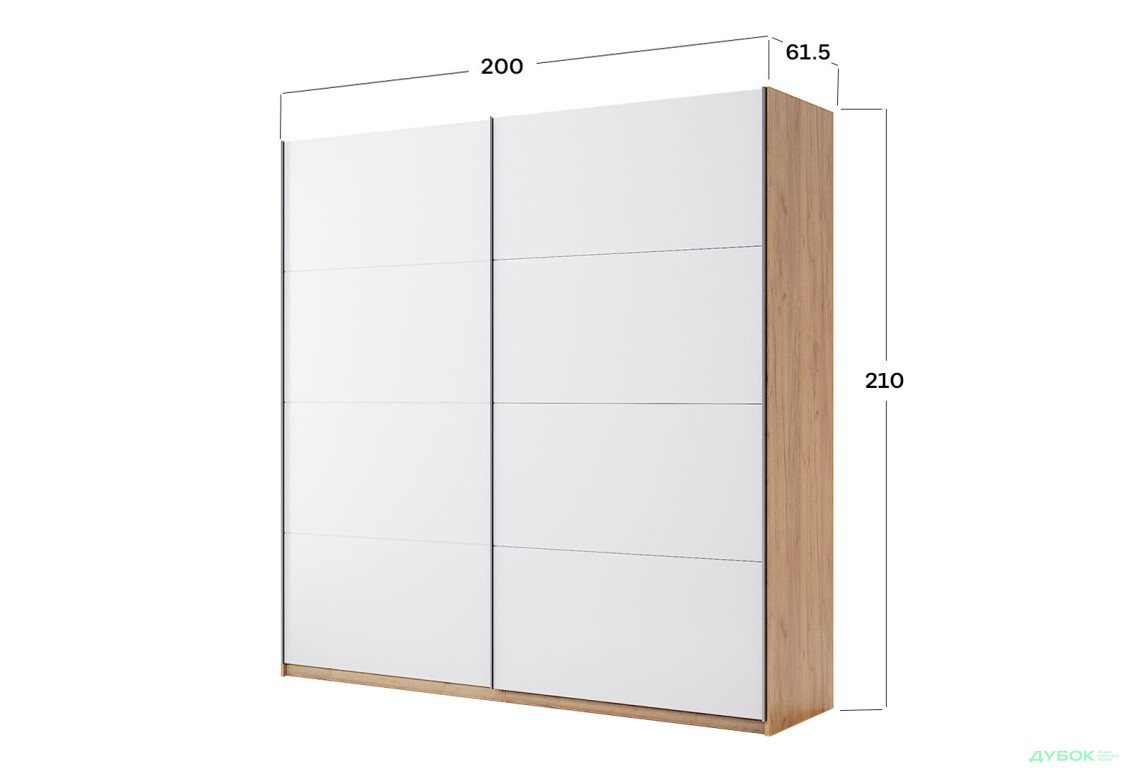 Шкаф-купе МироМарк Асти 2-дверный 200х210 см Дуб крафт/Глянец Белый серия Н - Изображение 7 Изображение 7 - Шкаф-купе МироМарк Асти 2-дверный 200х210 см Дуб крафт/Глянец Белый серия Н