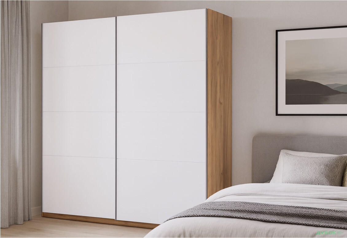Изображение 2 - Шкаф-купе МироМарк Асти 2-дверный 250х210 см Дуб крафт/Глянец Белый серия Н