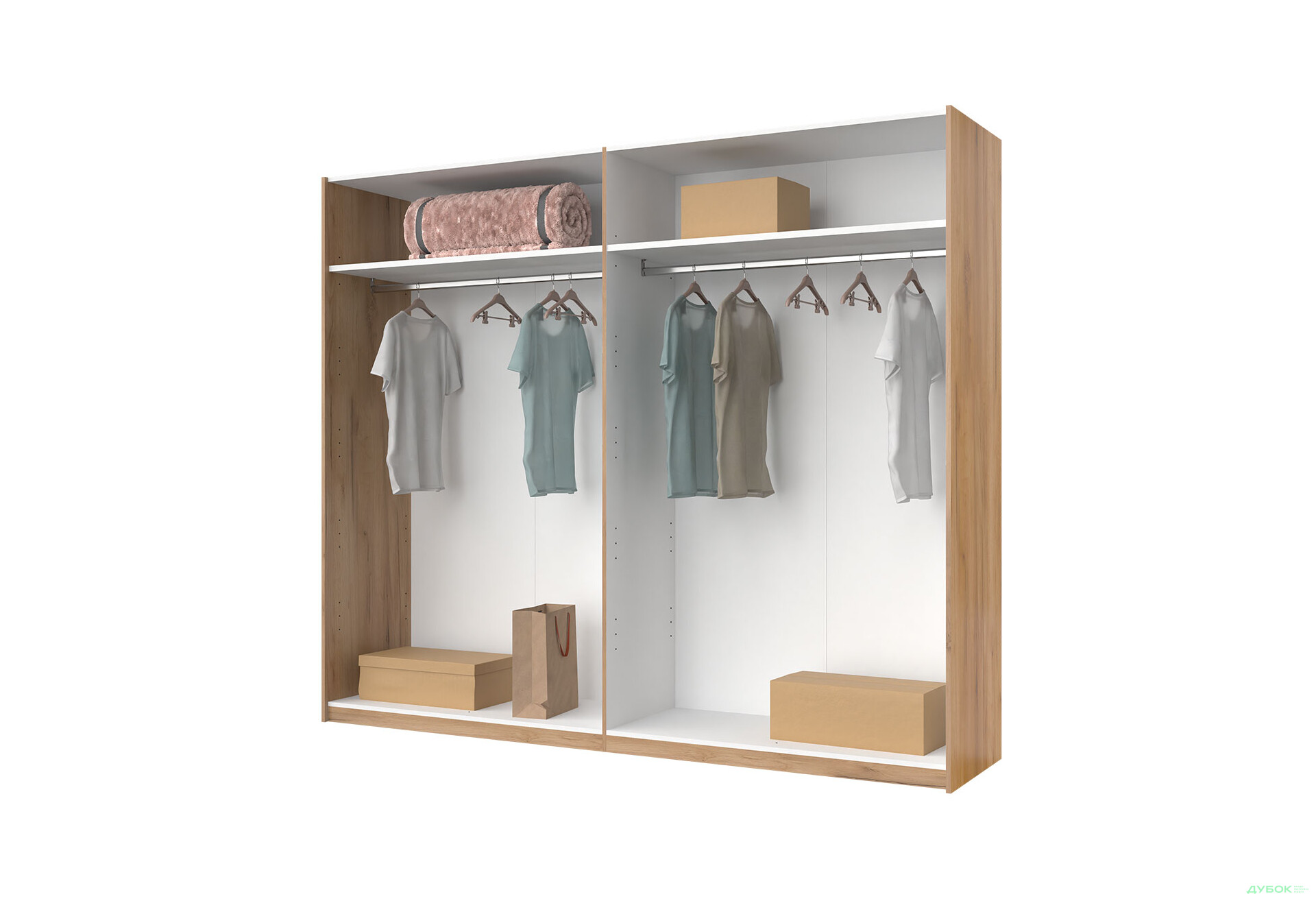 Шкаф-купе МироМарк Асти 2-дверный 250х210 см Дуб крафт/Глянец Белый серия Н - Изображение 4 Изображение 4 - Шкаф-купе МироМарк Асти 2-дверный 250х210 см Дуб крафт/Глянец Белый серия Н