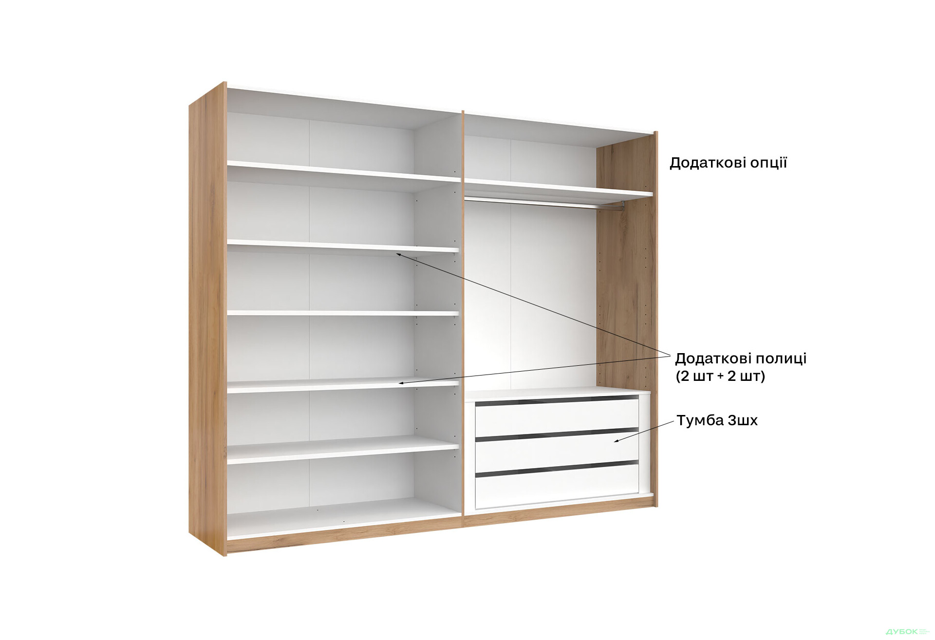 Шкаф-купе МироМарк Асти 2-дверный 250х210 см Дуб крафт/Глянец Белый серия Н - Изображение 22 Изображение 22 - Шкаф-купе МироМарк Асти 2-дверный 250х210 см Дуб крафт/Глянец Белый серия Н