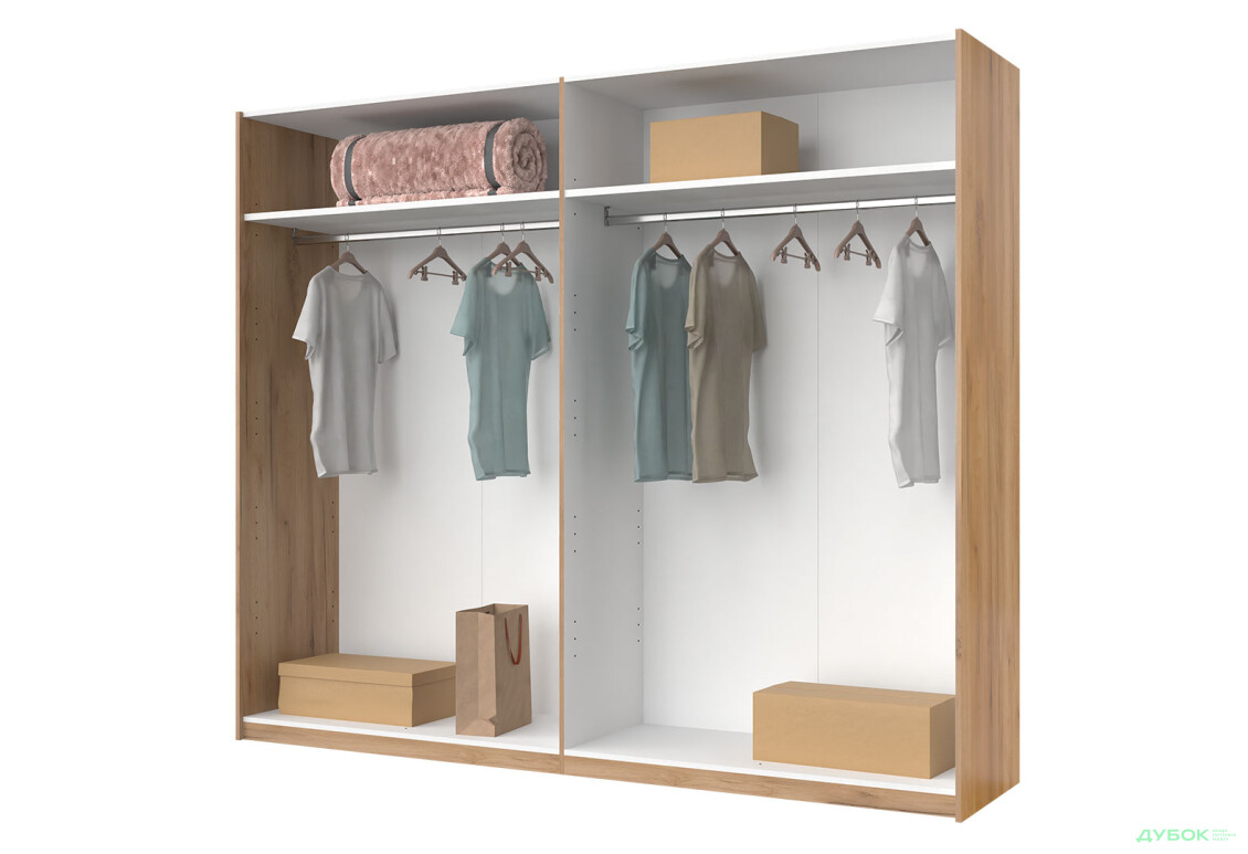 Шафа-купе MiroMark Асті із дзеркалом 2-дверна 250х210 см Дуб крафт/Глянець Білий серія Н - Зображення 3 Зображення 3 - Шафа-купе MiroMark Асті із дзеркалом 2-дверна 250х210 см Дуб крафт/Глянець Білий серія Н