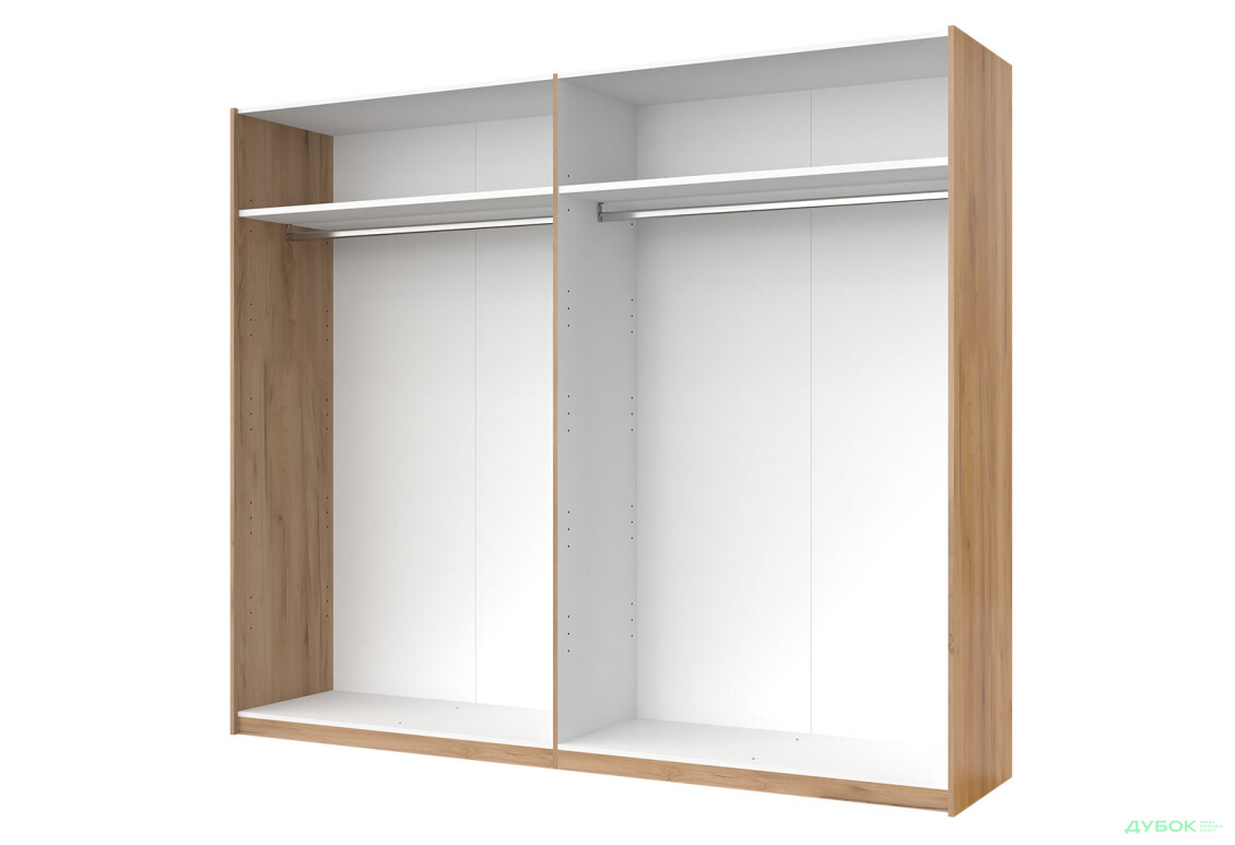 Шафа-купе MiroMark Асті із дзеркалом 2-дверна 250х210 см Дуб крафт/Глянець Білий серія Н - Зображення 2 Зображення 2 - Шафа-купе MiroMark Асті із дзеркалом 2-дверна 250х210 см Дуб крафт/Глянець Білий серія Н