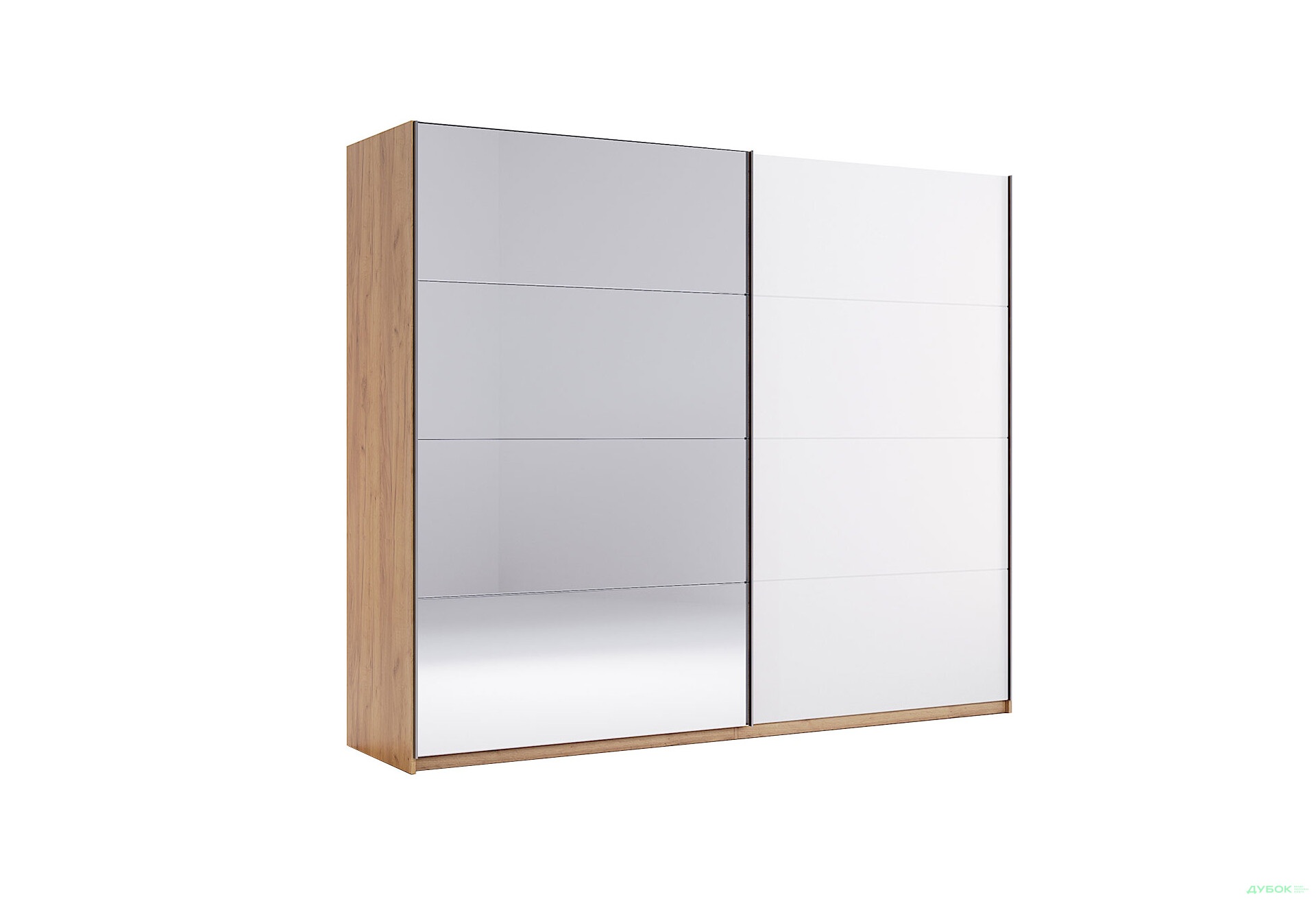 Шафа-купе MiroMark Асті із дзеркалом 2-дверна 250х210 см Дуб крафт/Глянець Білий серія Н - Зображення 1 Зображення 1 - Шафа-купе MiroMark Асті із дзеркалом 2-дверна 250х210 см Дуб крафт/Глянець Білий серія Н