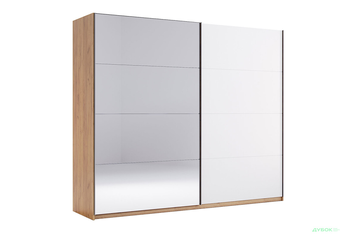 Шафа-купе MiroMark Асті із дзеркалом 2-дверна 250х210 см Дуб крафт/Глянець Білий серія Н - Зображення 1 Зображення 1 - Шафа-купе MiroMark Асті із дзеркалом 2-дверна 250х210 см Дуб крафт/Глянець Білий серія Н