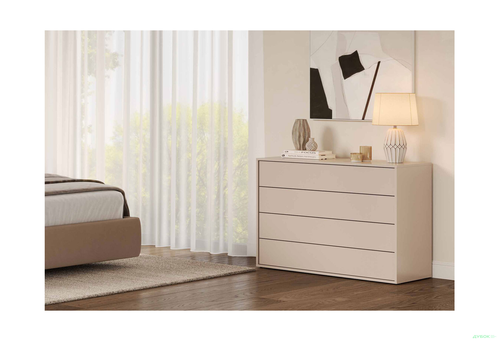 Комод MiroMark Бруно с 4 ящиками 110 см, кашемир - Изображение 2 Изображение 2 - Комод MiroMark Бруно с 4 ящиками 110 см, кашемир