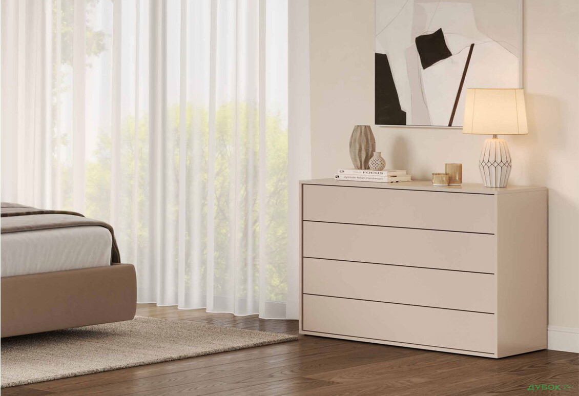 Комод MiroMark Бруно с 4 ящиками 110 см, кашемир - Изображение 2 Изображение 2 - Комод MiroMark Бруно с 4 ящиками 110 см, кашемир