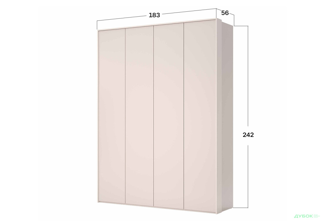 Шафа MiroMark Бруно 4-дверна 183 см без дзеркал, кашемір серія Н - Зображення 4 Зображення 4 - Шафа MiroMark Бруно 4-дверна 183 см без дзеркал, кашемір серія Н