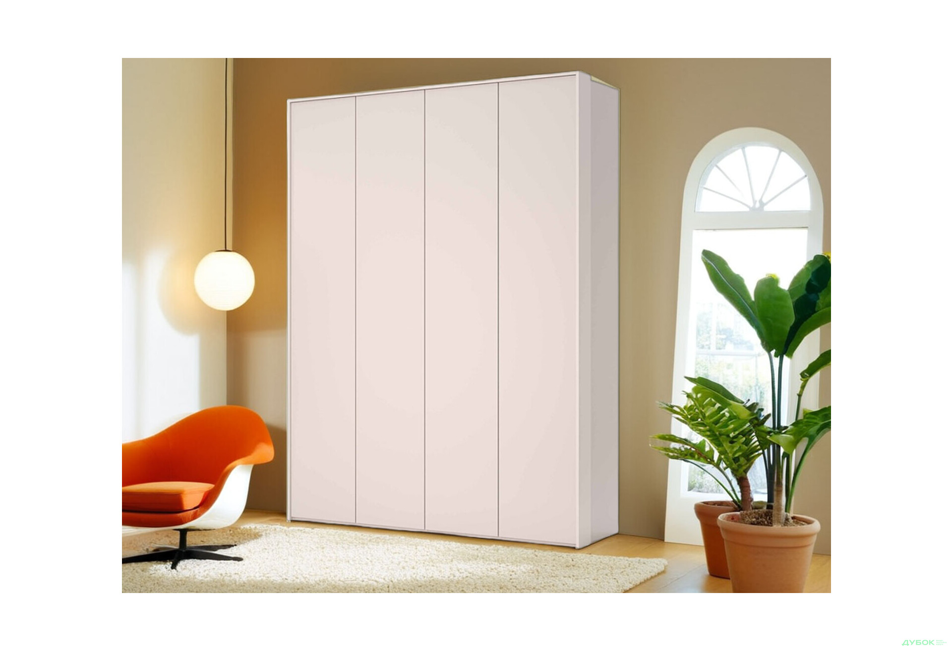 Шафа MiroMark Бруно 4-дверна 183 см без дзеркал, кашемір серія Н - Зображення 2 Зображення 2 - Шафа MiroMark Бруно 4-дверна 183 см без дзеркал, кашемір серія Н