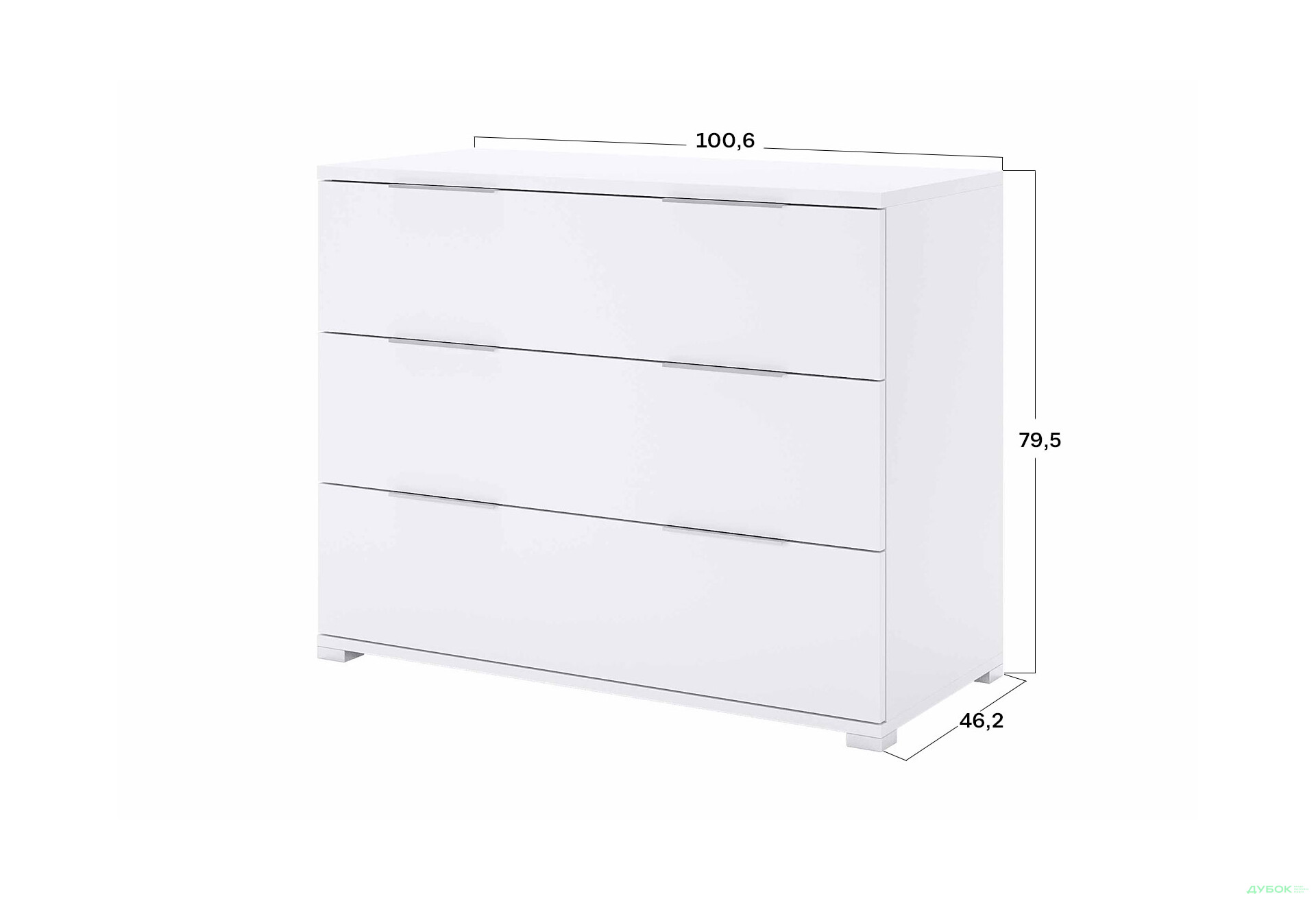 Комод MiroMark Бартон з 3 шухлядами 100 см, супер мат білий - Зображення 3 Зображення 3 - Комод MiroMark Бартон з 3 шухлядами 100 см, супер мат білий