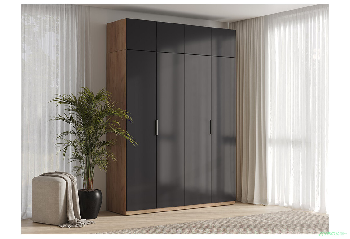 Изображение 2 - Антресоль МироМарк Луна 4дв 179.2 см, дуб крафт / мат лава