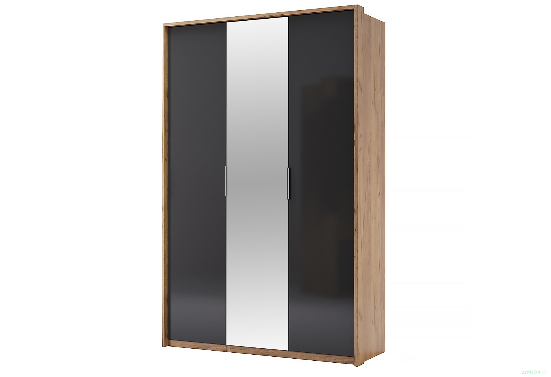 Шафа MiroMark Луна 3-дверна з дзеркалом 140 см Лава/Дуб Крафт, серія Н - Зображення 1 Зображення 1 - Шафа MiroMark Луна 3-дверна з дзеркалом 140 см Лава/Дуб Крафт, серія Н