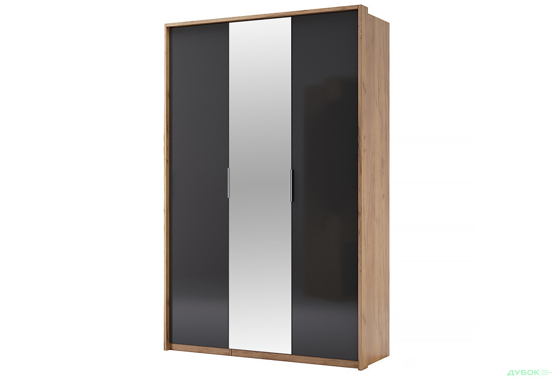 Шафа MiroMark Луна 3-дверна з дзеркалом 140 см Лава/Дуб Крафт, серія Н - Зображення 1 Зображення 1 - Шафа MiroMark Луна 3-дверна з дзеркалом 140 см Лава/Дуб Крафт, серія Н