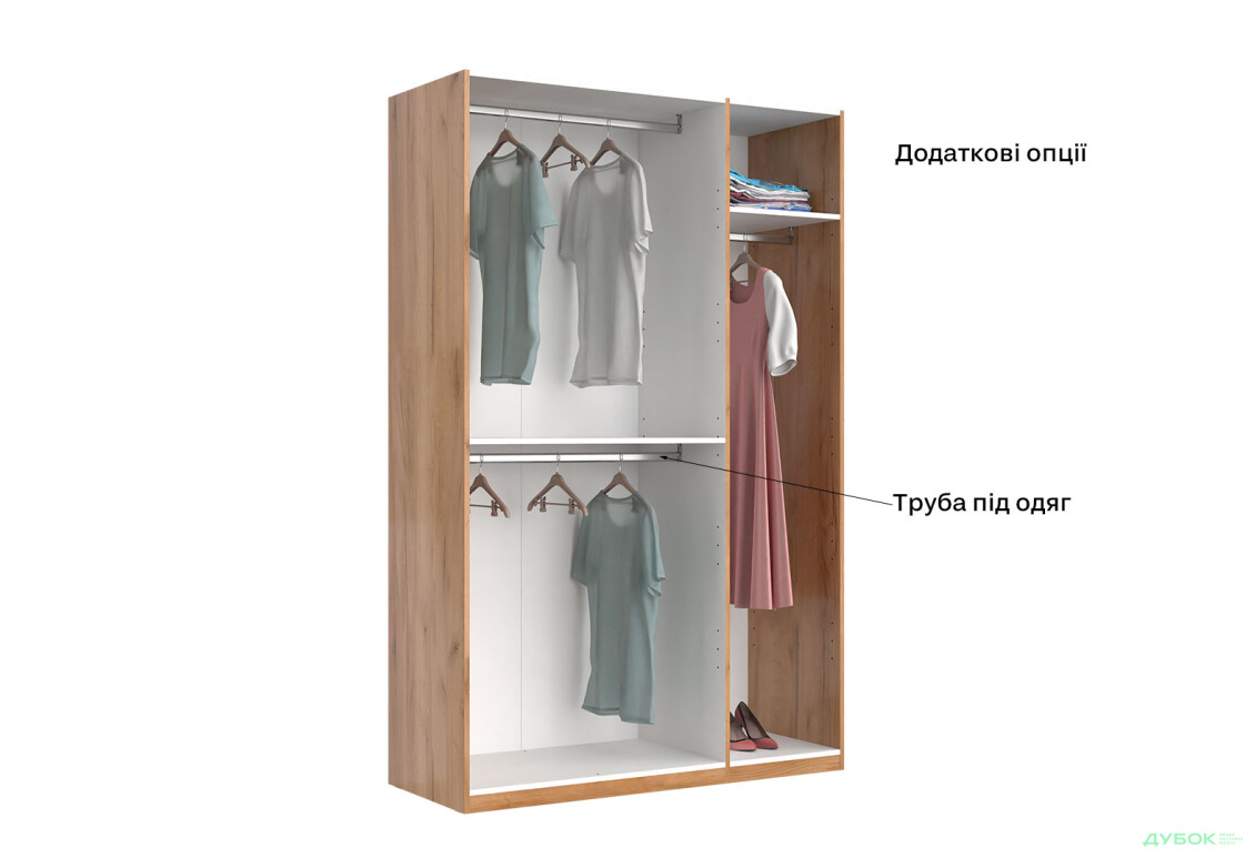 Шафа MiroMark Луна 3-дверна з дзеркалом 140 см Лава/Дуб Крафт, серія Н - Зображення 9 Зображення 9 - Шафа MiroMark Луна 3-дверна з дзеркалом 140 см Лава/Дуб Крафт, серія Н