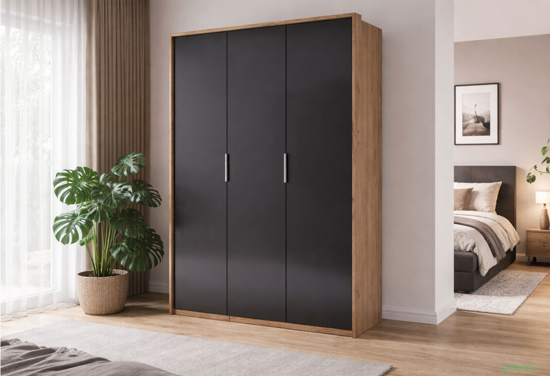 Изображение 2 - Шкаф МироМарк Луна 3-дверный 140 см Лава/Дуб Крафт, серия Н