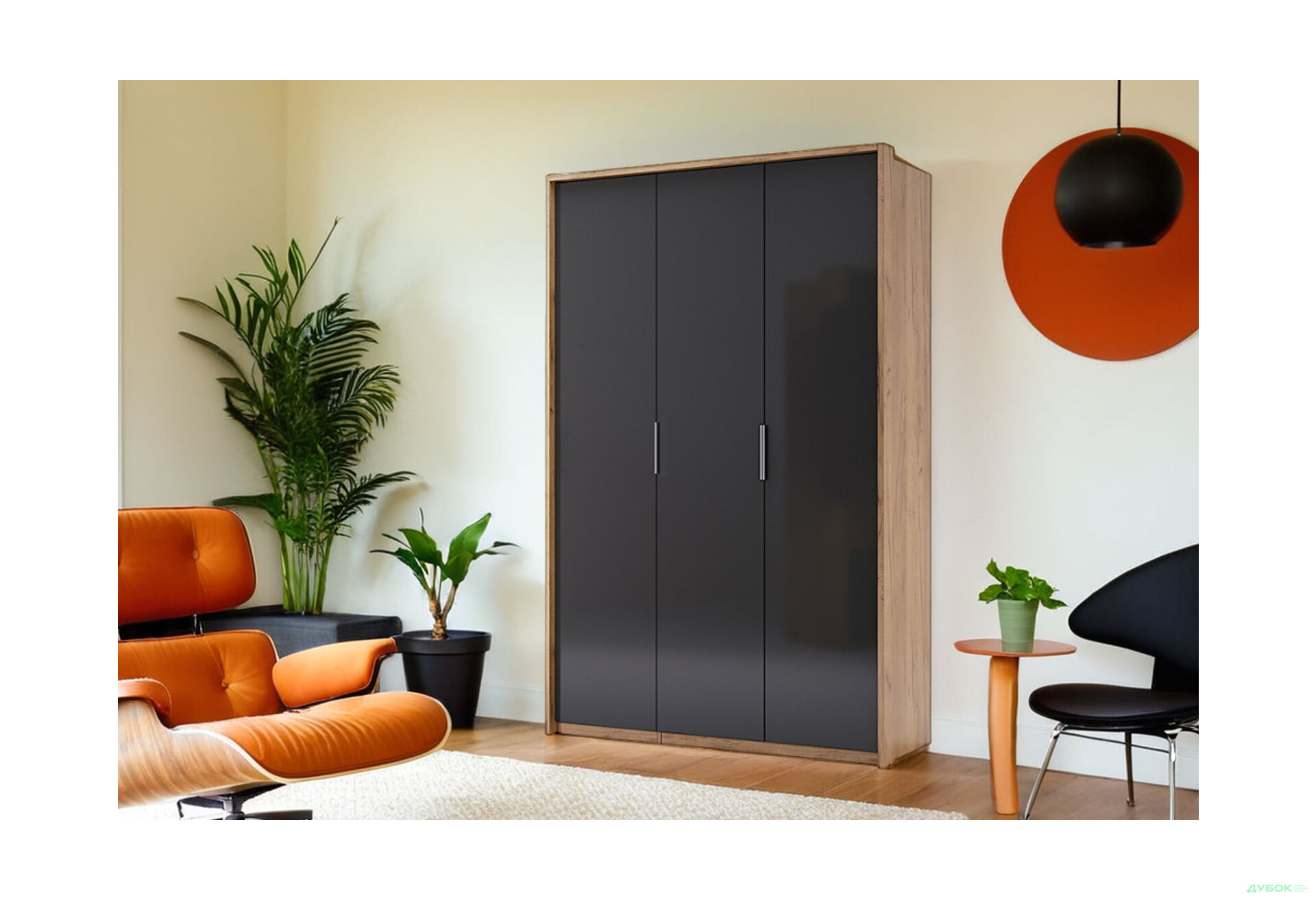 Шкаф МироМарк Луна 3-дверный 140 см Лава/Дуб Крафт, серия Н - Изображение 3 Изображение 3 - Шкаф МироМарк Луна 3-дверный 140 см Лава/Дуб Крафт, серия Н