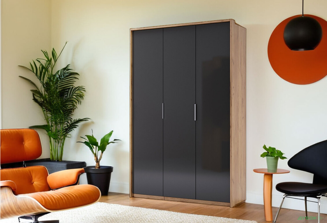 Шкаф МироМарк Луна 3-дверный 140 см Лава/Дуб Крафт, серия Н - Изображение 3 Изображение 3 - Шкаф МироМарк Луна 3-дверный 140 см Лава/Дуб Крафт, серия Н