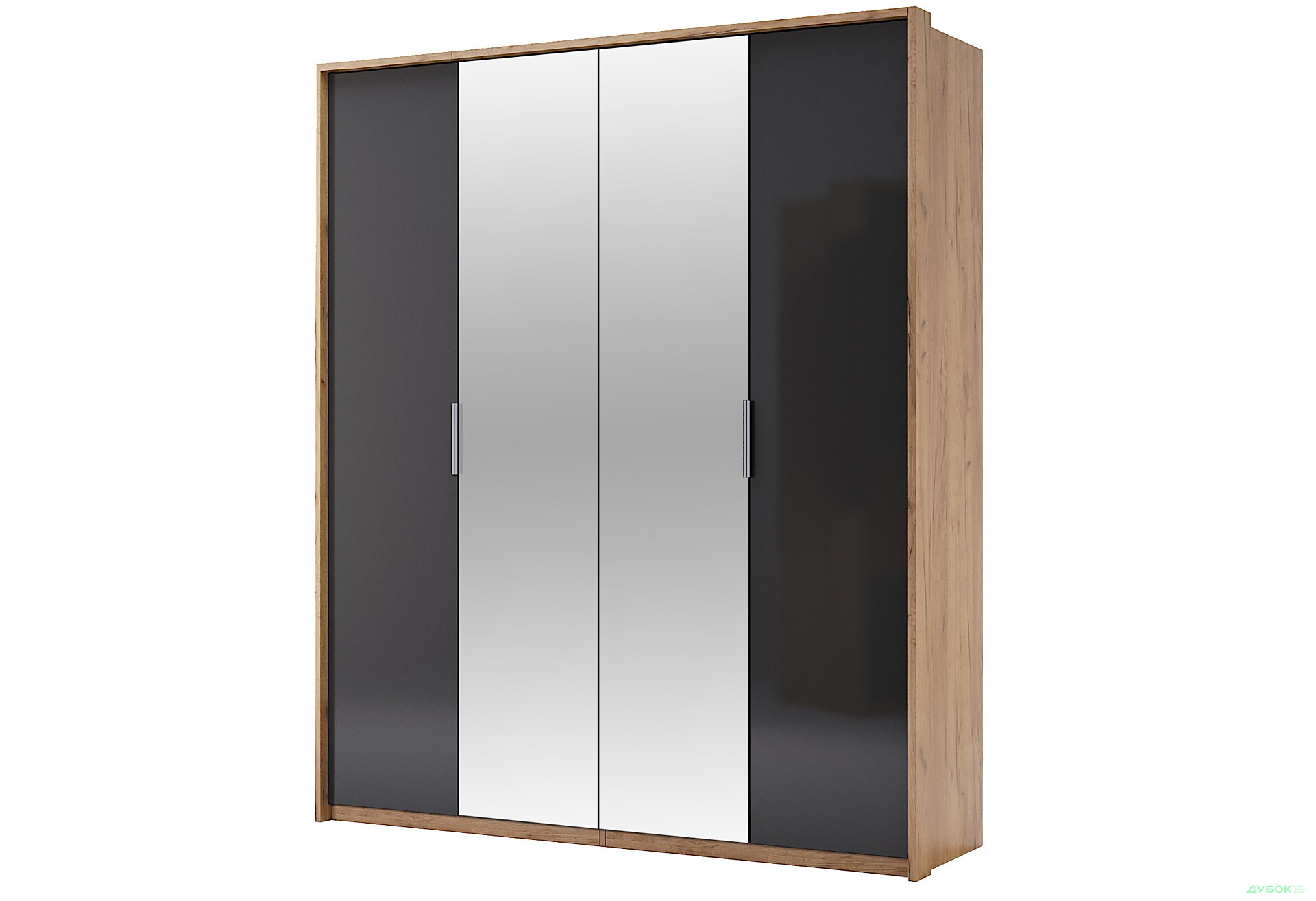 Шкаф МироМарк Луна 4-дверный с зеркалами 184 см Лава/Дуб Крафт, серия Н - Изображение 1 Изображение 1 - Шкаф МироМарк Луна 4-дверный с зеркалами 184 см Лава/Дуб Крафт, серия Н