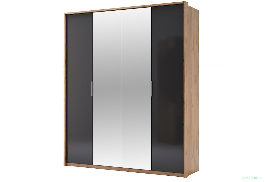 Шкаф МироМарк Луна 4-дверный с зеркалами 184 см Лава/Дуб Крафт, серия Н - Изображение 1 Изображение 1 - Шкаф МироМарк Луна 4-дверный с зеркалами 184 см Лава/Дуб Крафт, серия Н