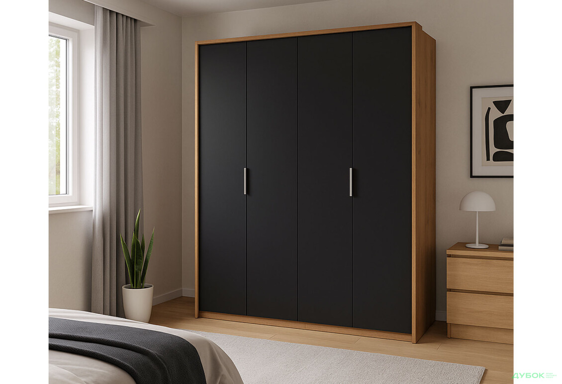 Зображення 3 - Шафа MiroMark Луна 4-дверна 184 см Лава/Дуб Крафт, серія Н