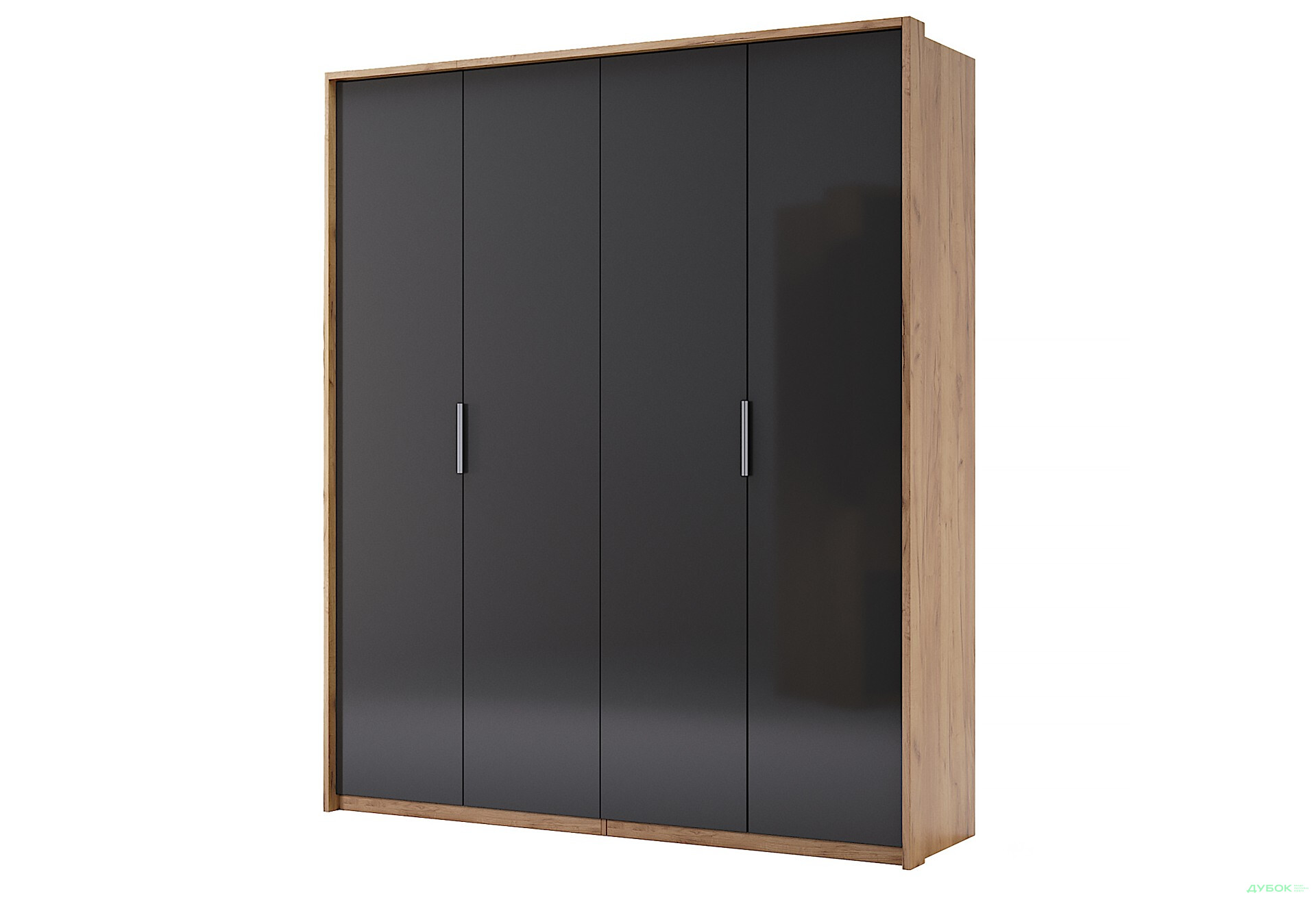 Шафа MiroMark Луна 4-дверна 184 см Лава/Дуб Крафт, серія Н - Зображення 1 Зображення 1 - Шафа MiroMark Луна 4-дверна 184 см Лава/Дуб Крафт, серія Н