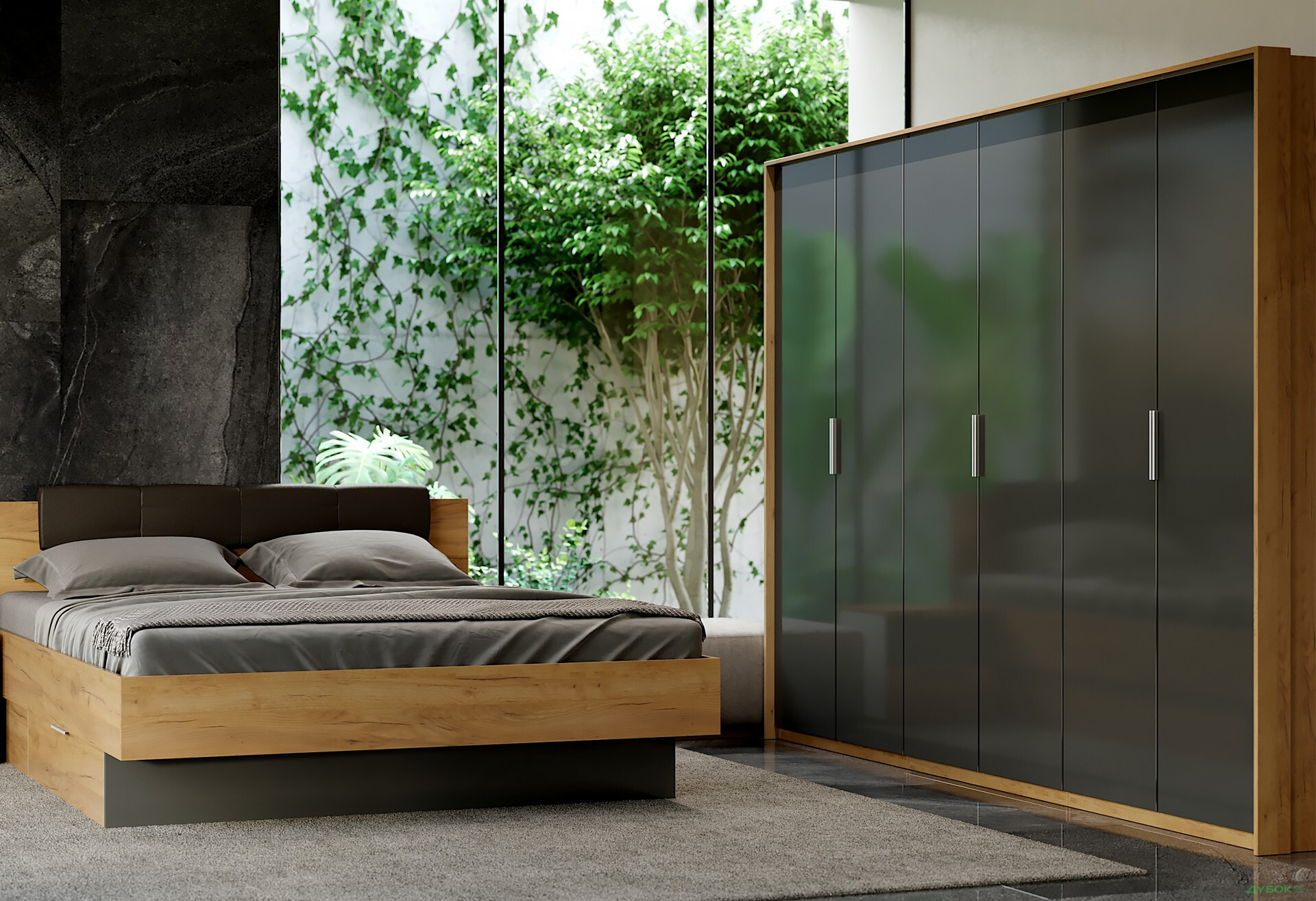 Зображення 3 - Шафа MiroMark Луна 6-дверна 274 см Лава/Дуб Крафт, серія Н