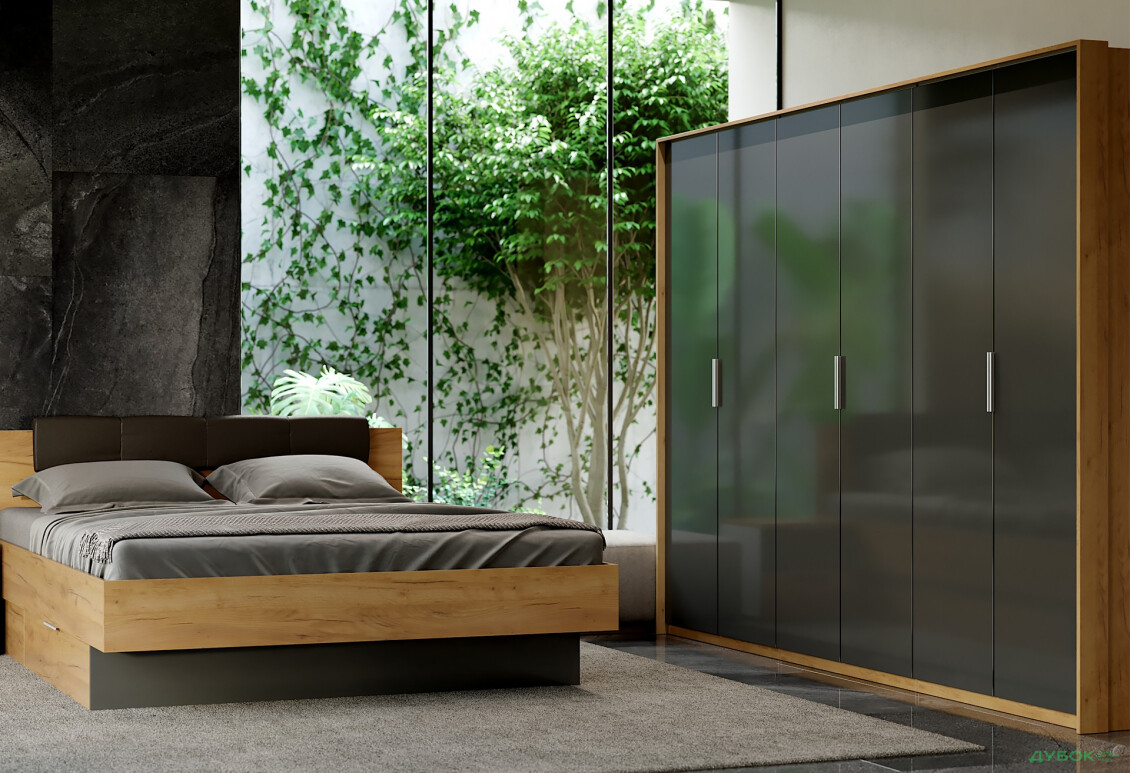 Зображення 3 - Шафа MiroMark Луна 6-дверна 274 см Лава/Дуб Крафт, серія Н