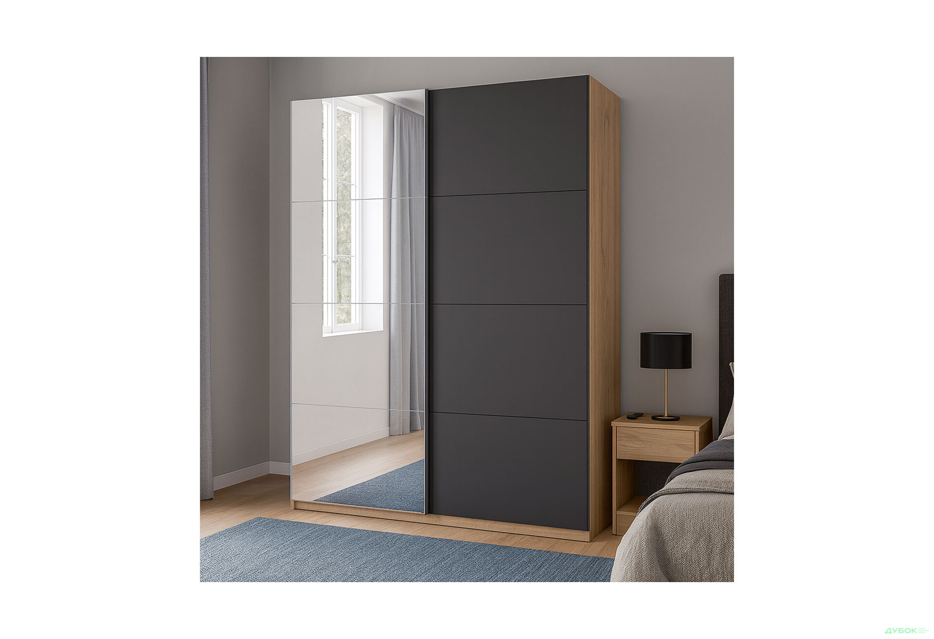 Изображение 2 - Шкаф-купе МироМарк Луна 2-дверный с зеркалом 150х240 см Дуб Крафт/Мат Лава, серия Н