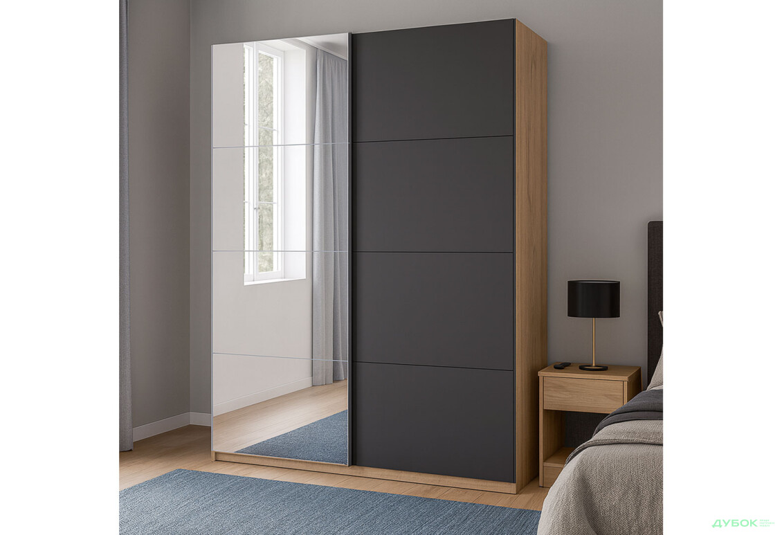 Изображение 2 - Шкаф-купе МироМарк Луна 2-дверный с зеркалом 150х240 см Дуб Крафт/Мат Лава, серия Н